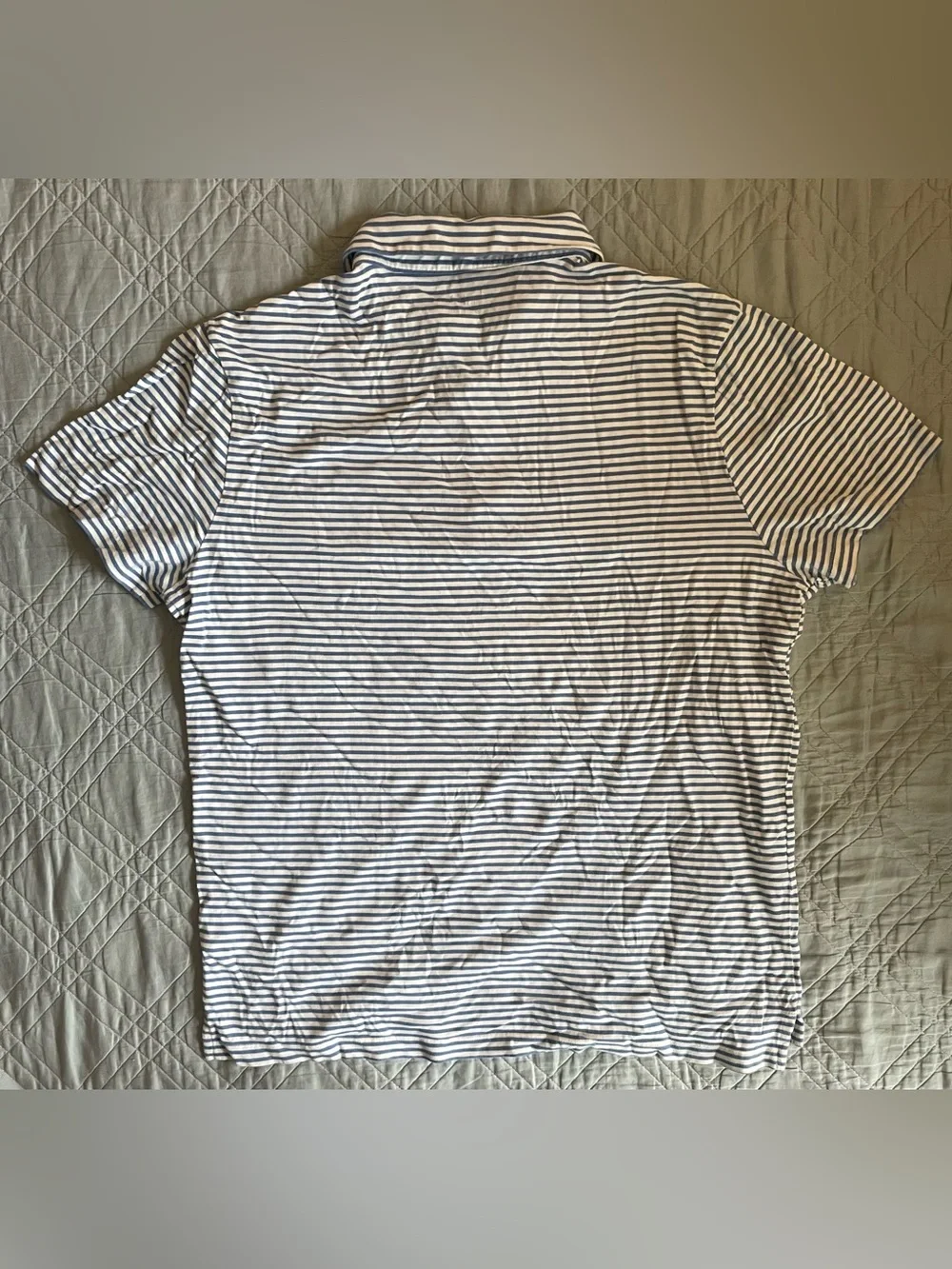 J. CREW Sueded cotton polo shirt in stripe in Ivory Blue Size L $59.50 BW382